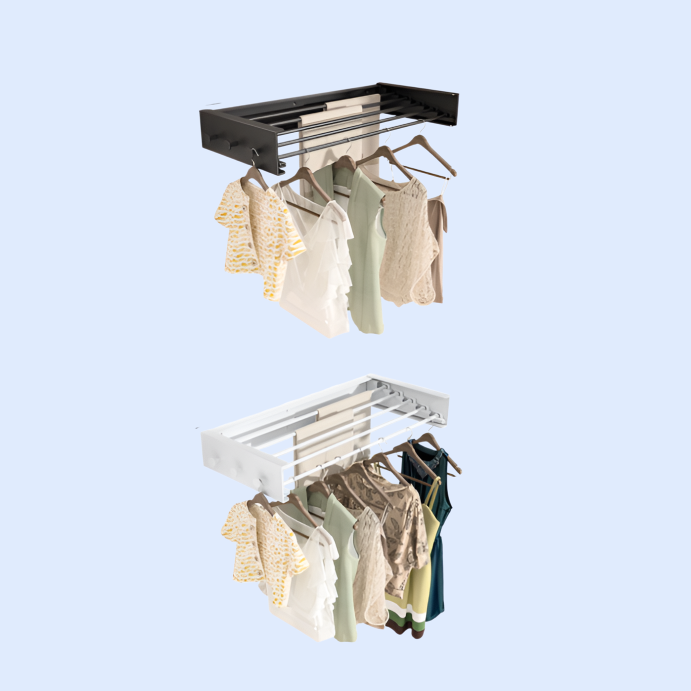 室内干し 折りたたみ式 壁掛けハンガーラック 洗濯物干し 折り畳み式 物干しラック 壁掛け 防風設計アルミニウム 伸縮タイプ 隠し物干し ウォールハンガー 省スペース 服掛 布団干しなど用 物干しハン