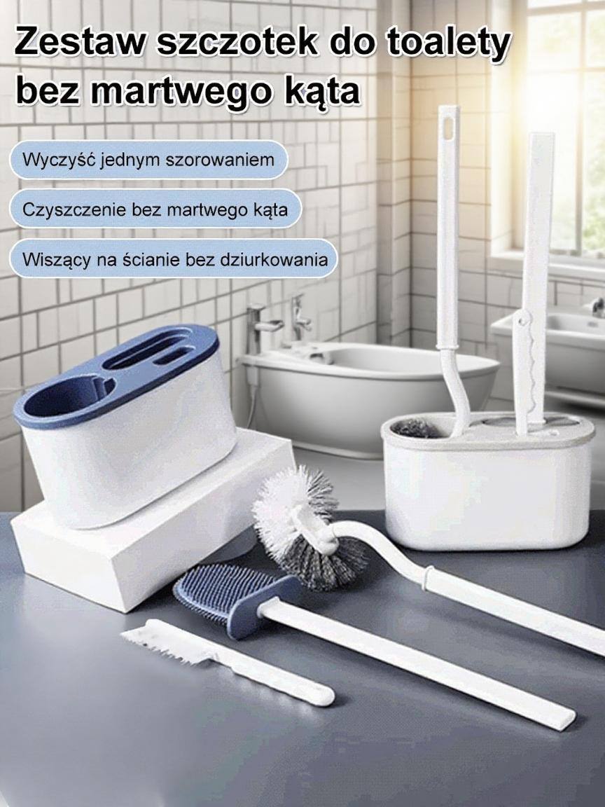 Zestaw szczotek do toalety bez martwego kąta