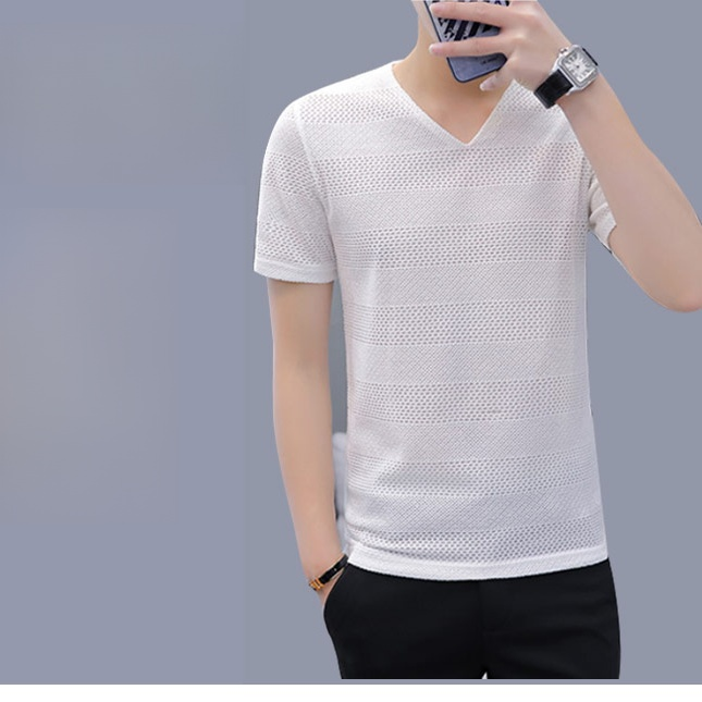 Vネック通気排湿ひんやりシャツ