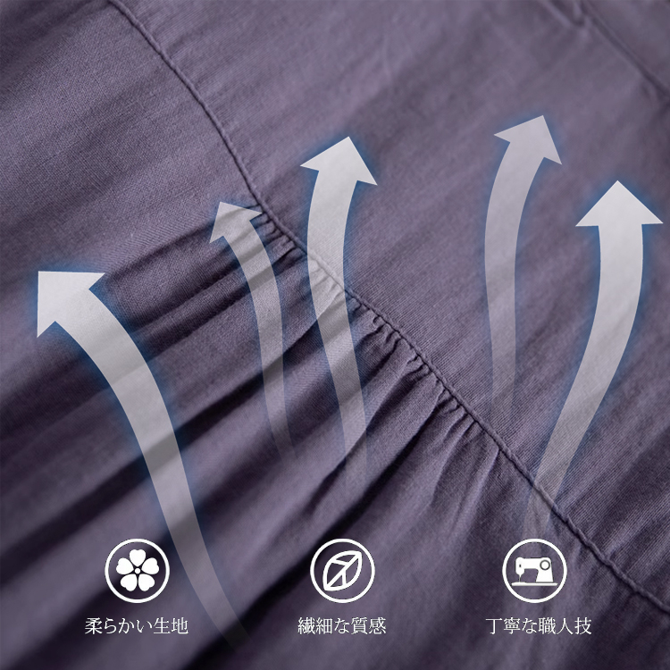 ゆっとりボリュームスリーブの綿麻ブラウス