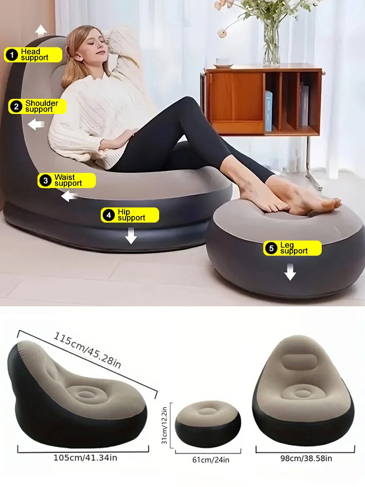 195kg Load - bearing Portable Flocked Inflatable Sofa Set: Turn Home & Camping into Cozy Retreats