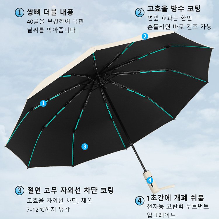 전자동 절연 고무 자외선 차단 청우 겸용 우산