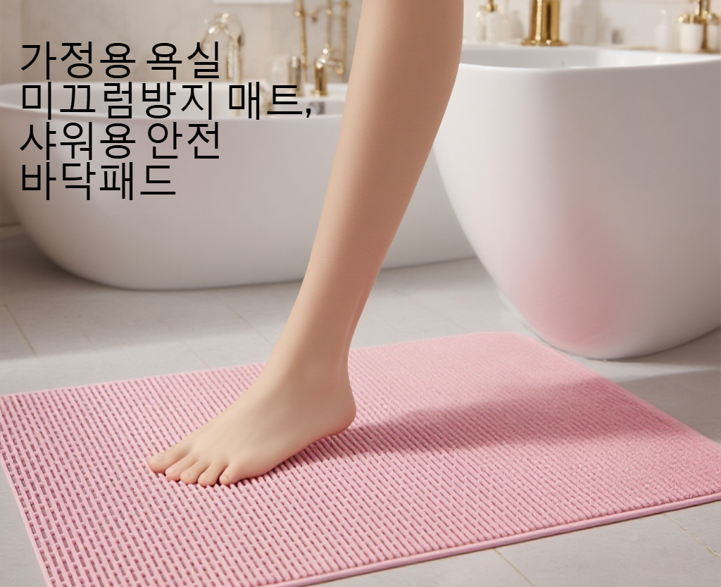 욕실 바닥에 놓인 미끄럼 방지 샤워 발판