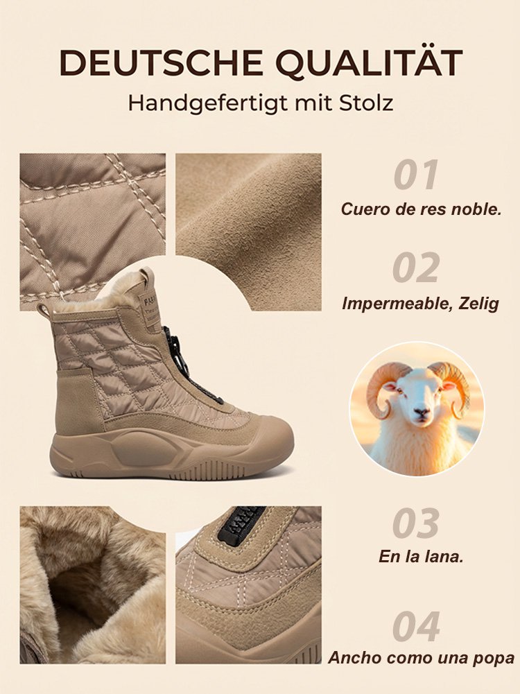 【Forro de puro cachemir】Zapatos casuales de mujer de caña alta en piel suave hechos a mano.