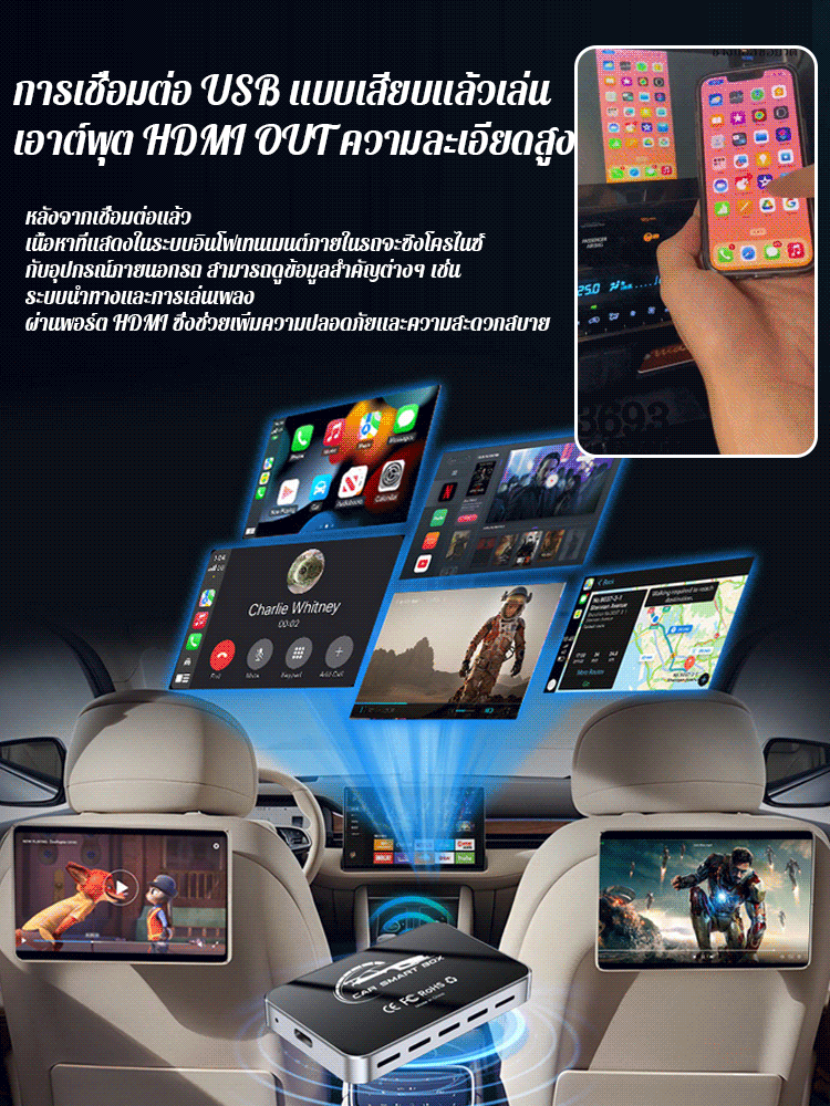 กล่อง CarPlay Ai Box&nbsp; 4K HD ติดรถยนต์