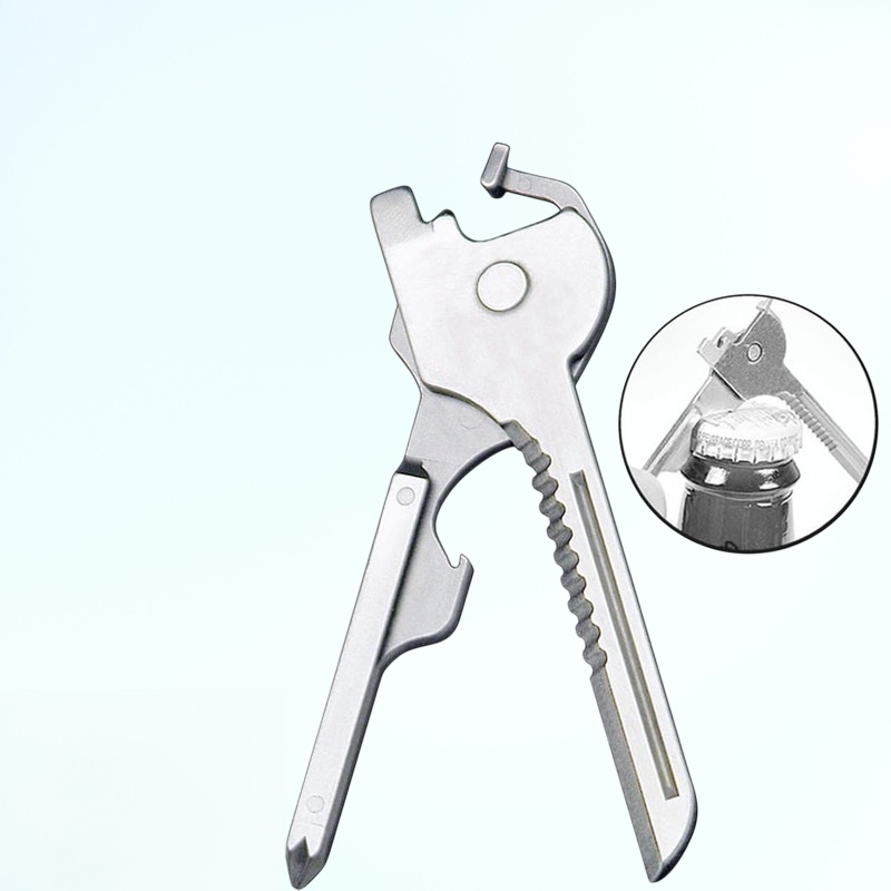 พวงกุญแจอเนกประสงค์สำหรับกิจกรรมกลางแจ้ง มีดพับอเนกประสงค์ 6-in-1