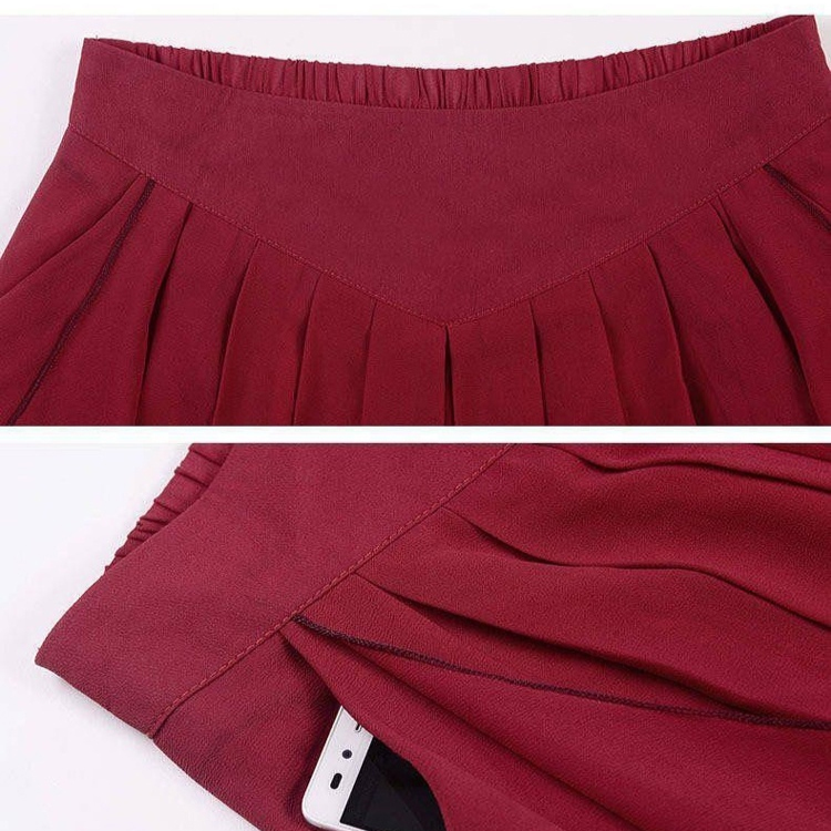 캐주얼 팬츠 여 하이웨스트 얇은 와이드 팬츠 쉬폰 치마 7부 팬츠 빅사이즈 와이드 통기 제트 여름 가을