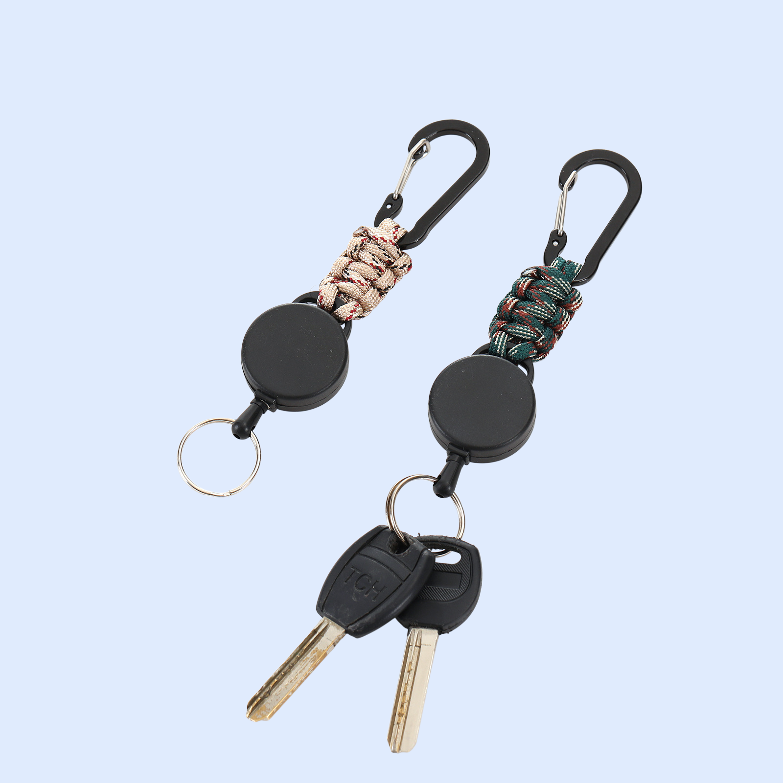 พวงกุญแจเชือกร่มกลางแจ้งแบบถัก ยืดหดได้ ดึงง่าย กันหาย