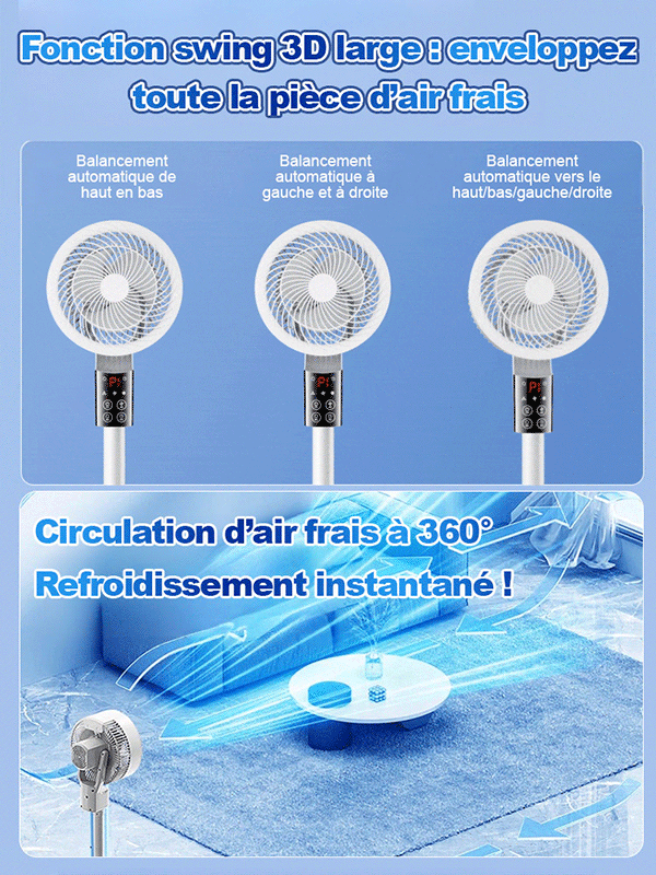 Ventilateur circulaire économe en énergie et ultra silencieux avec support