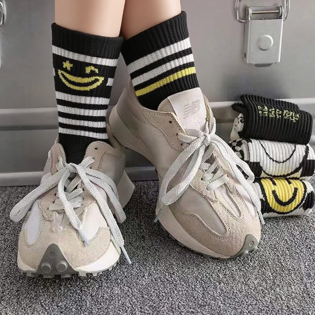 유행하는 패턴의 가을 양말 세트