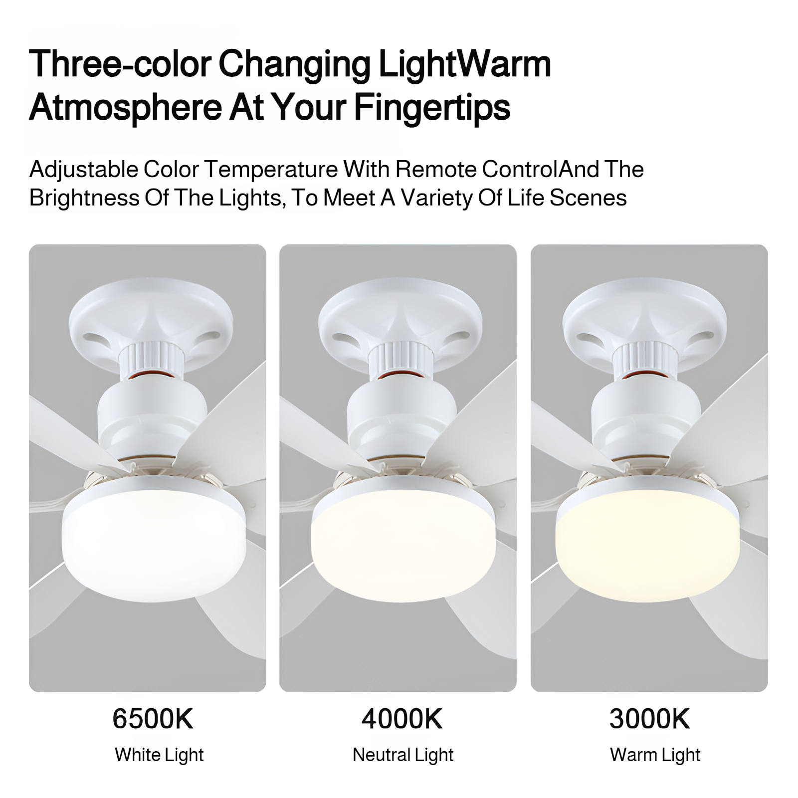 New screw fan light living room restaurant minimalist home ceiling chandelier integrated ceiling fan