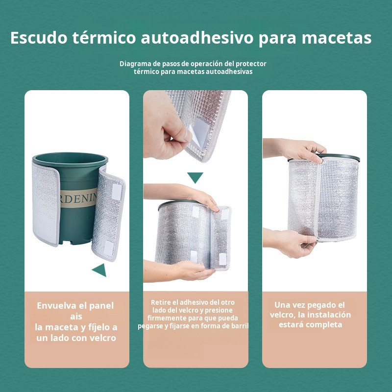 5 uds. Protector térmico para macetas, Velcro autoadhesivo, aislamiento térmico de doble cara, pelíc