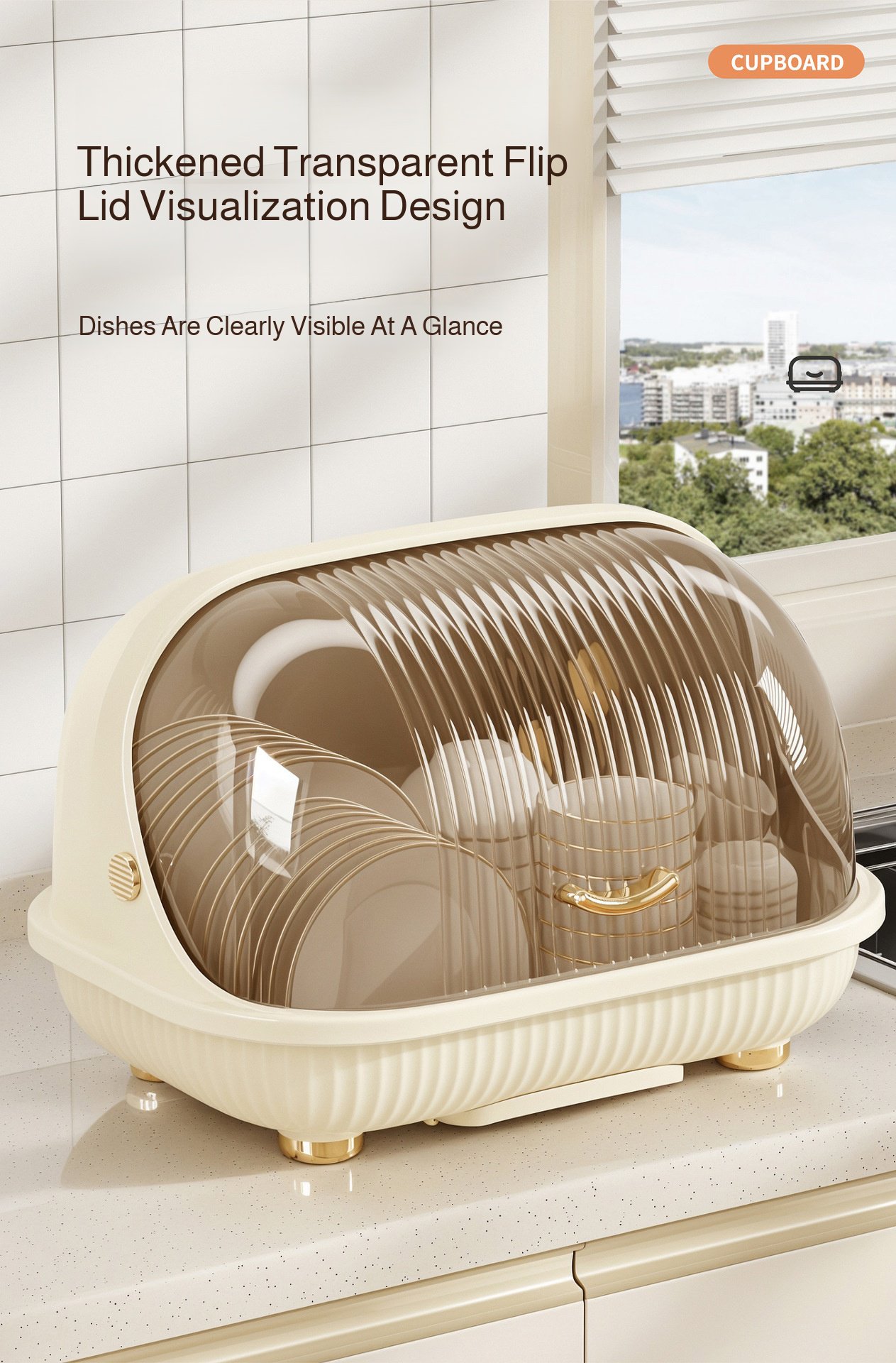 Dish storage container with lid for compact kitchen organization