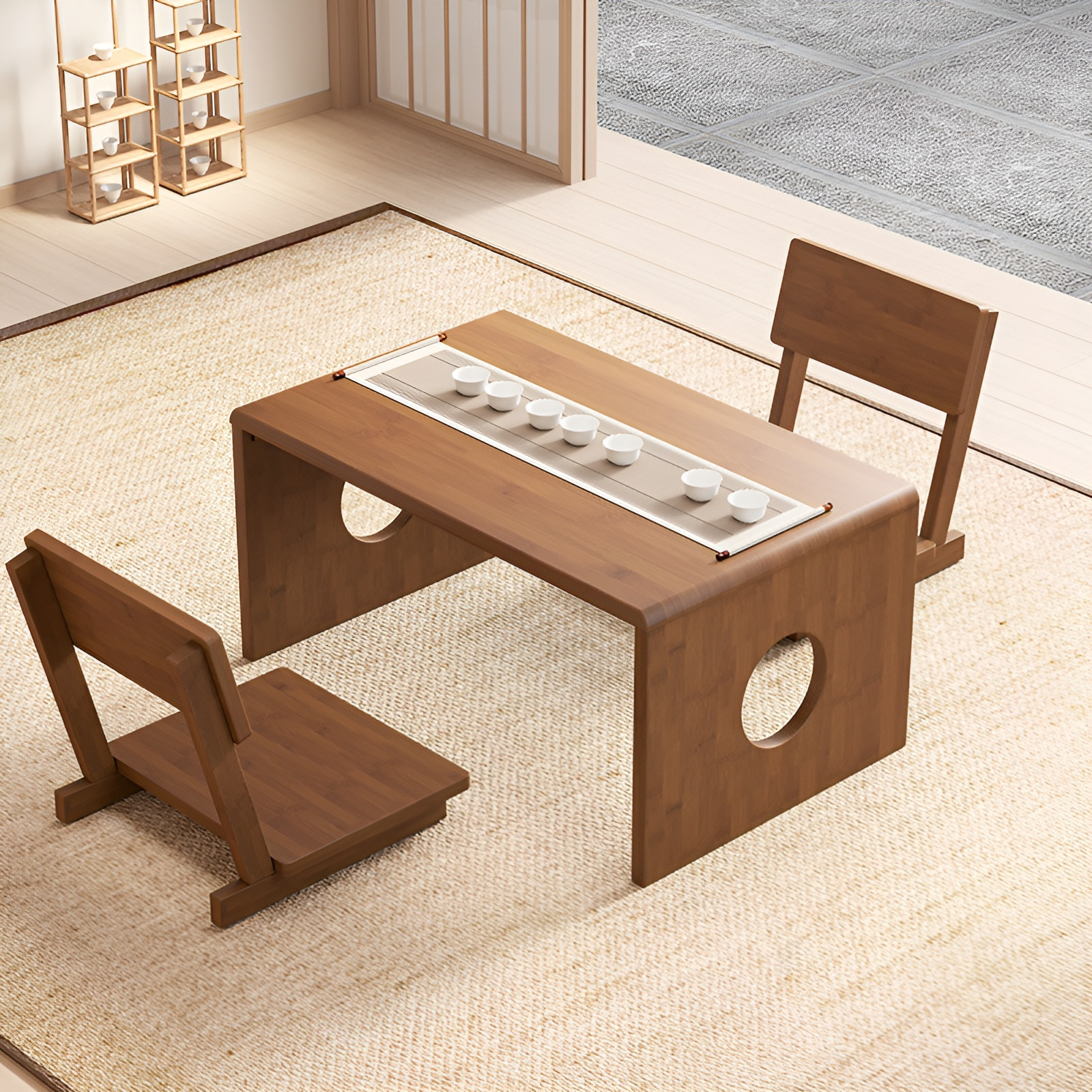 원목 접이식 낮은 테이블