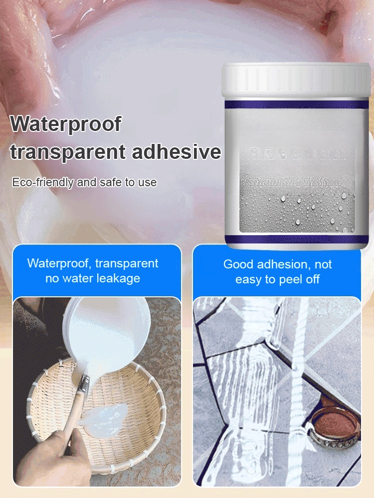 Transparent waterproof adhesive for internal and external walls
