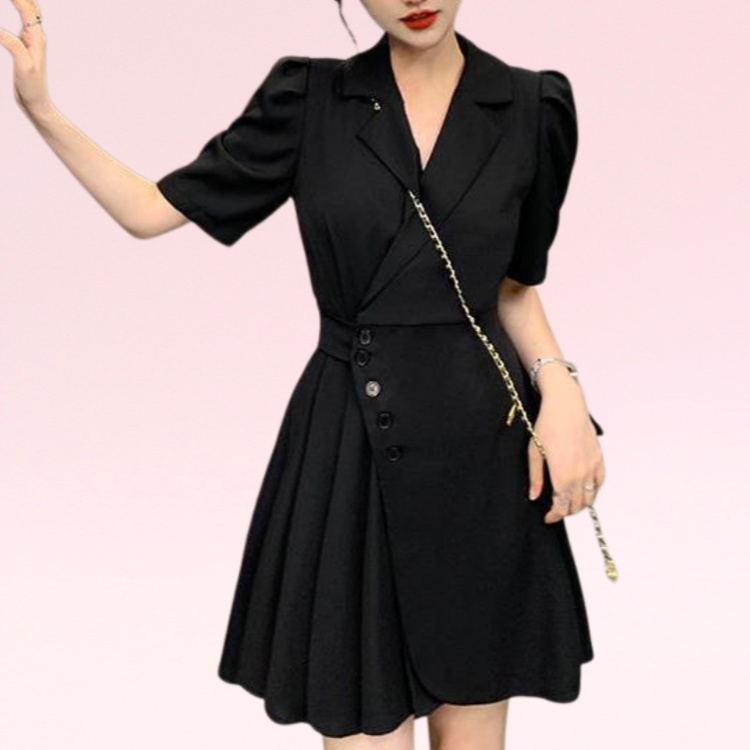 夏の女性のための不規則なスーツドレス、優しくて甘い、ウエストにぴったりフィット