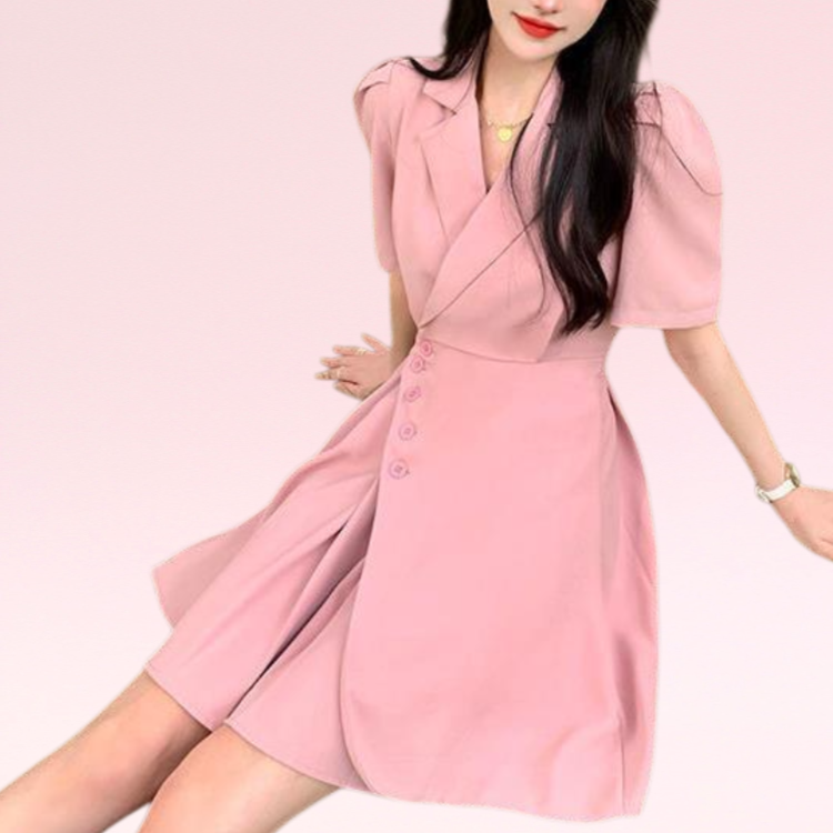 夏の女性のための不規則なスーツドレス、優しくて甘い、ウエストにぴったりフィット