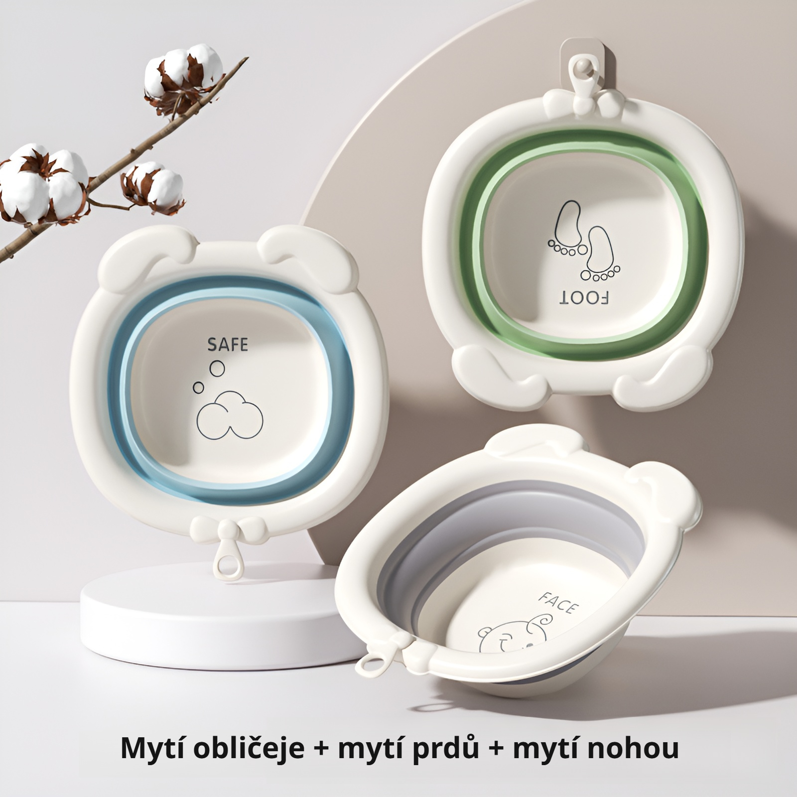 Skládací umyvadlo na obličej pro miminka