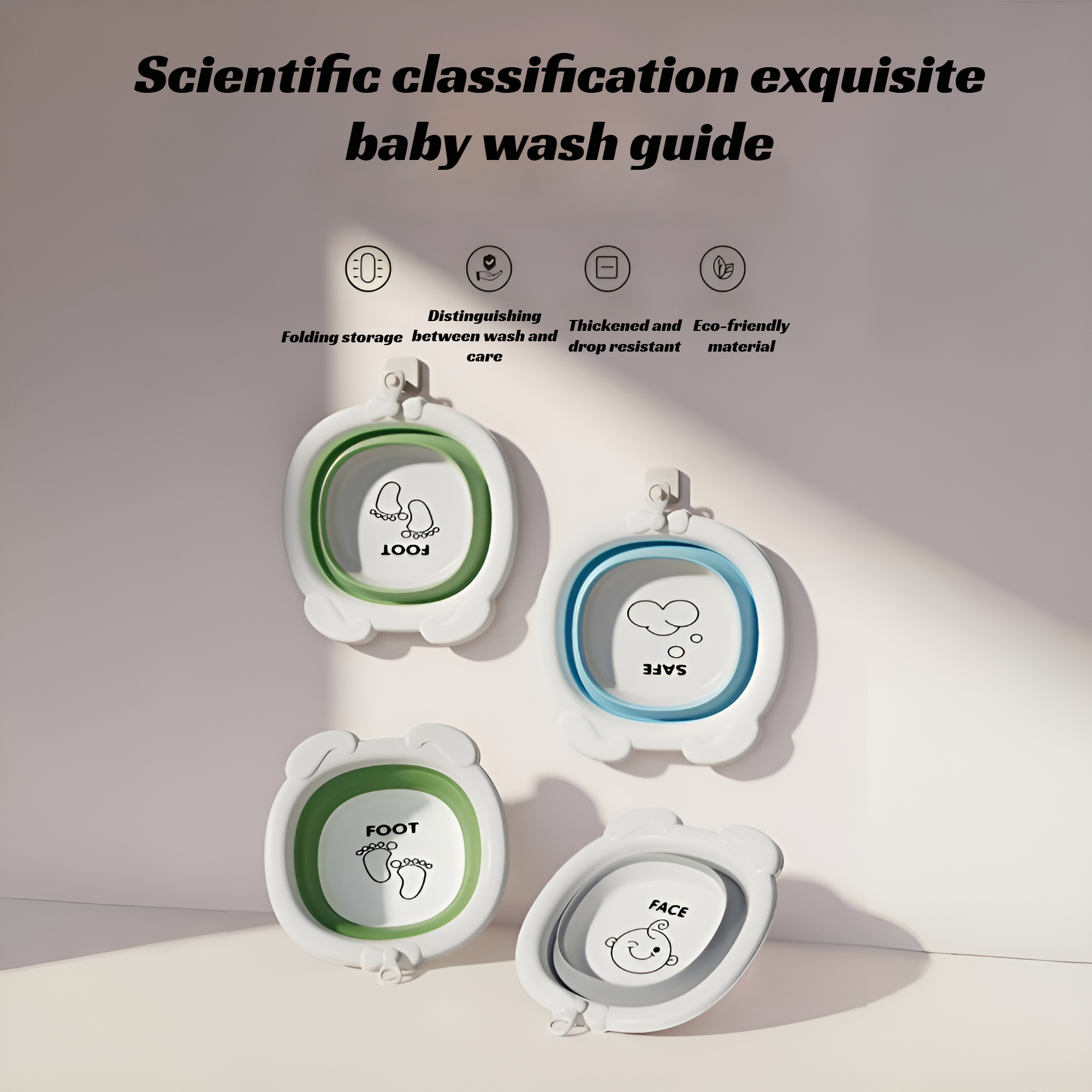 Skládací umyvadlo na obličej pro miminka