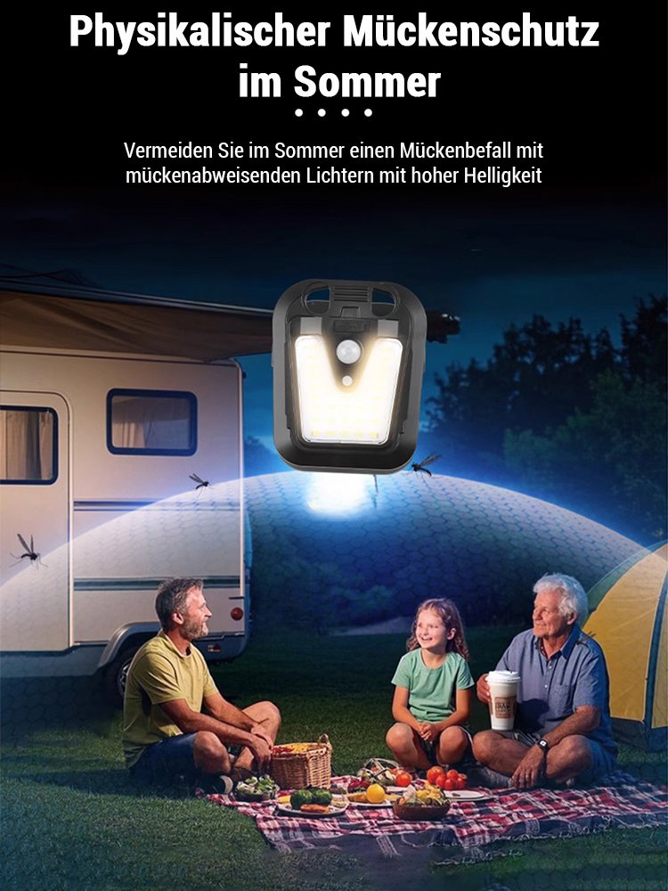 Wetterfeste Sensor-Solar-Klemmleuchte für Außenbereich