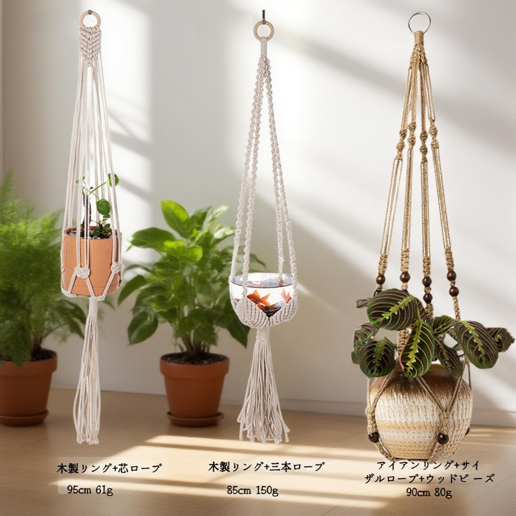 室内インテリアに合う手織り植木鉢ハンギングバスケット