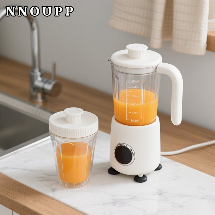 Mini-Saftpresse beim Auspressen von Obst