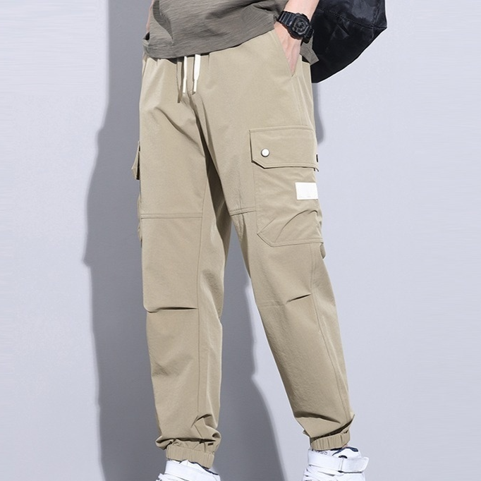 남성 와이드 배기 아이스 통기성 카고 팬츠 봄 조거 속건 트레이닝 캐주얼 팬츠 멀티 포켓 아메리칸 와이드 빅 사이즈 팬츠