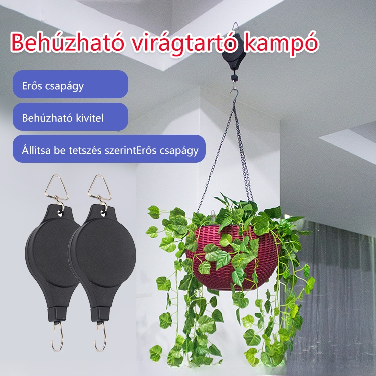 Behúzható emelőhorog virágcserép horog