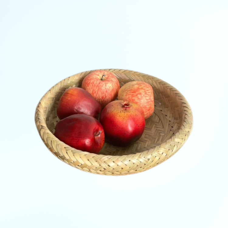 수제 이중 겹 레이저 컷 대나무 바구니