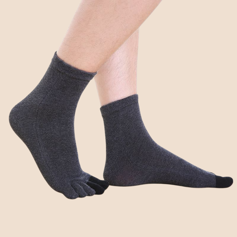 男性純綿薄手の中筒5本指ソックス