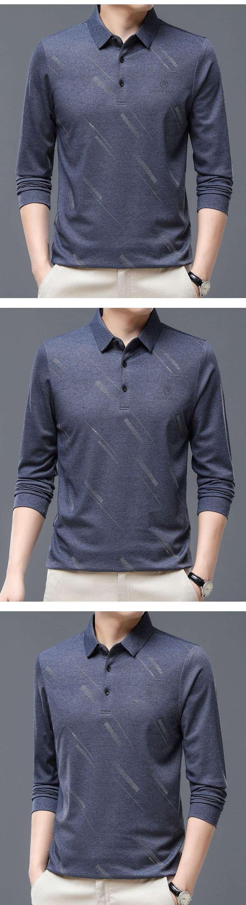 ビジネスにも使えるメンズ長袖ボトムシャツ