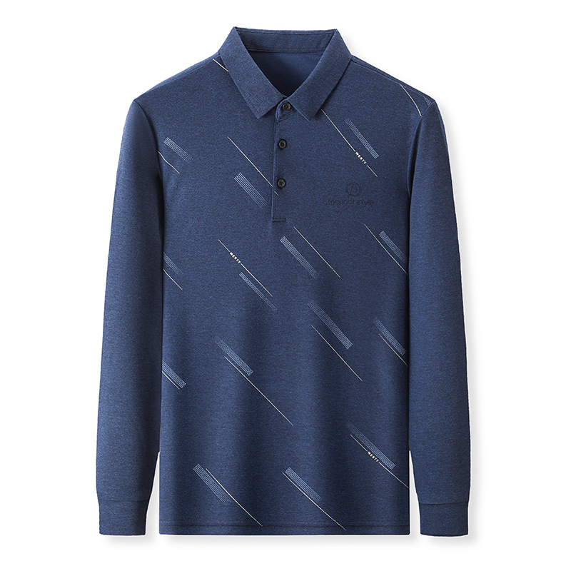 中年男性用長袖ボトムシャツ メンズ・ラペル長袖シャツ 春秋シーズンカジュアル長袖Tシャツ