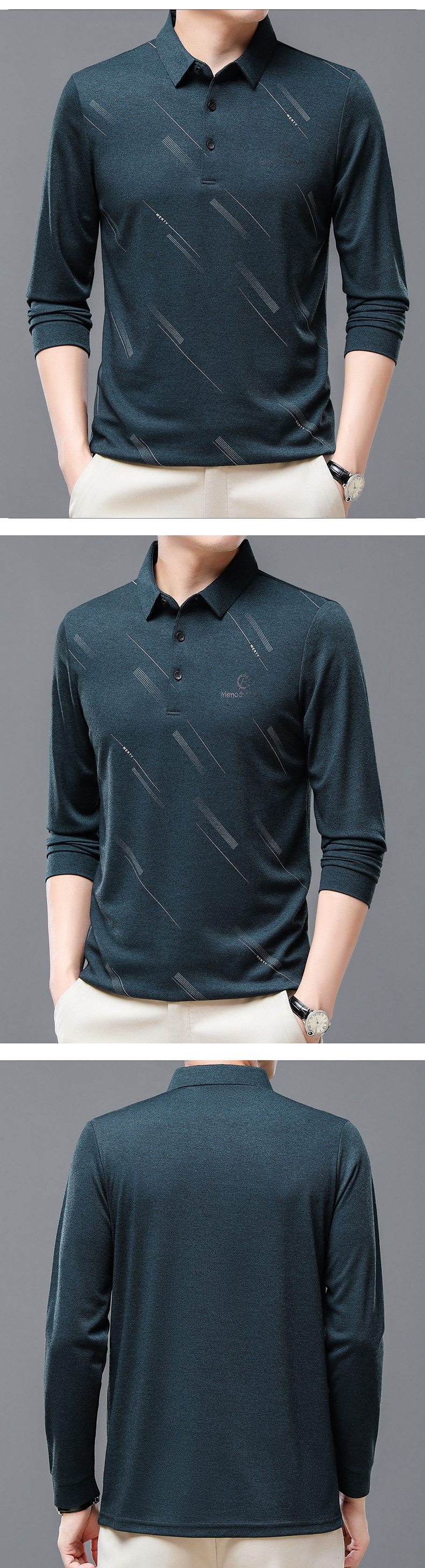 シンプルで上品なラペル長袖シャツ