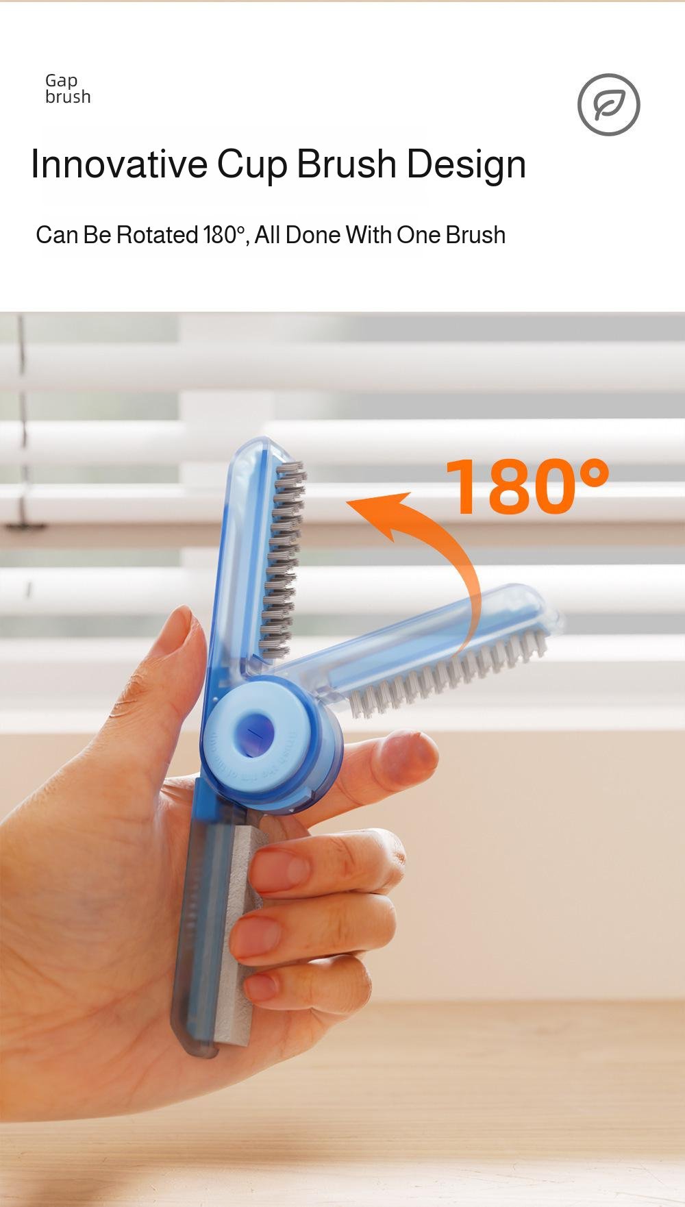 Cup brush demonstrating flexible cleaning angles