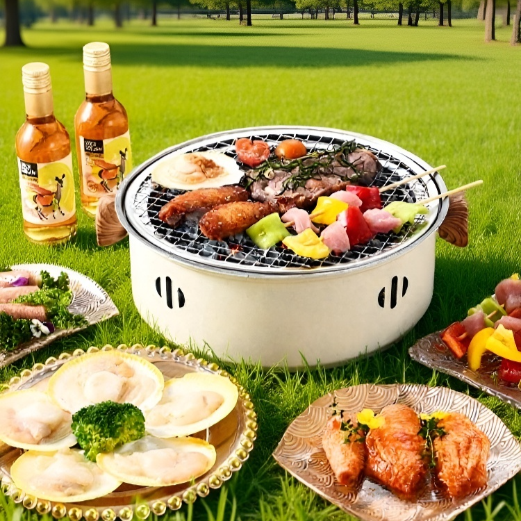 Multifunkční uhlíkový gril s čajovou varnou deskou