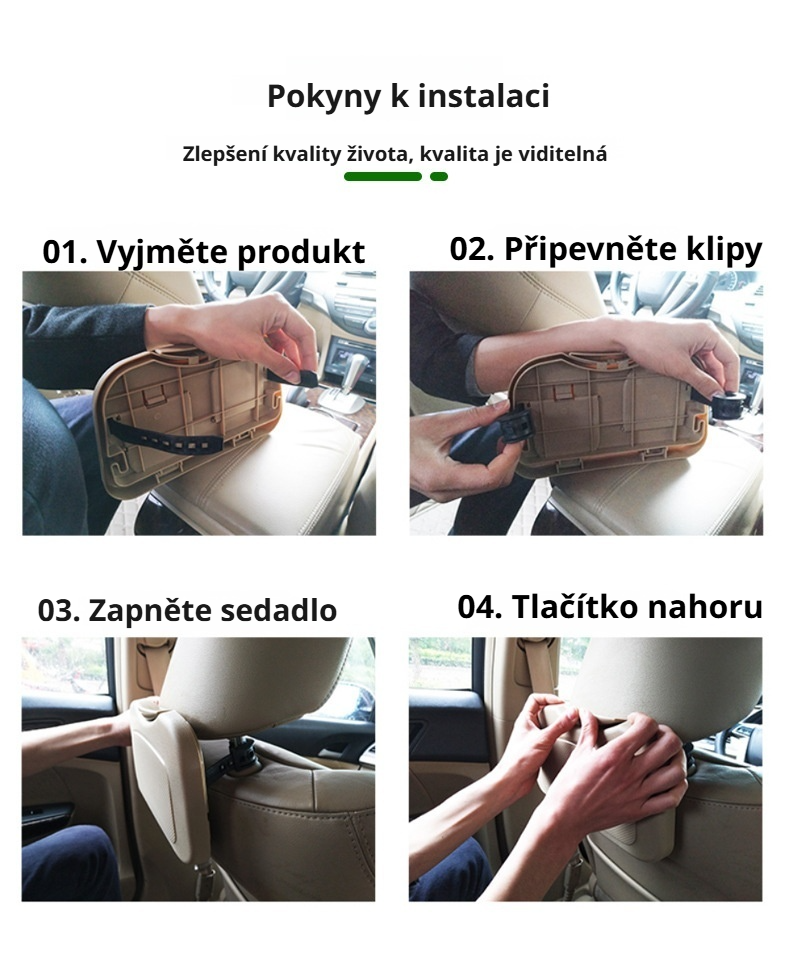 Jednoduchá instalace držáku na zadní stranu autosedačky