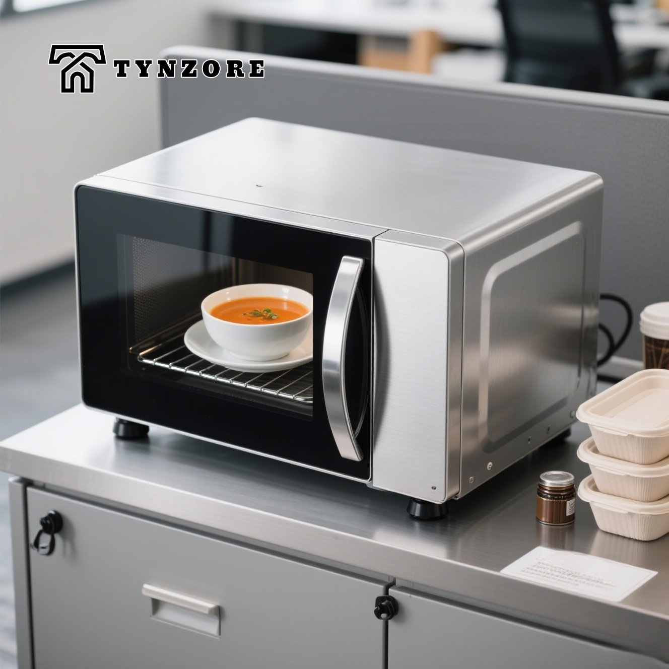 컴팩트 디자인의 전자레인지 실내 공간