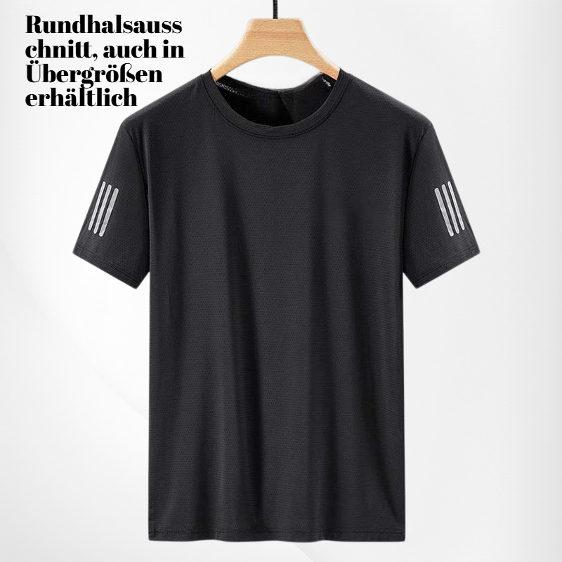 Herren Atmungsaktives Sommer-T-Shirt – Locker, schnelltrocknend, Rundhals, Eisseide, Übergröße