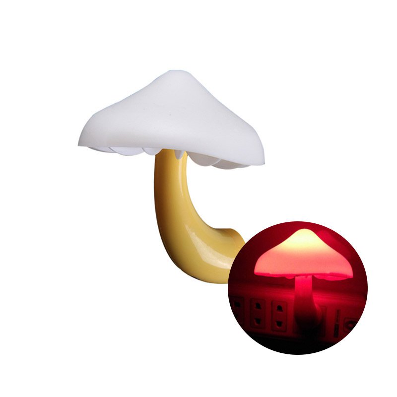 LED Night Lights Mushroom Shape Automatic Sensor Toilet Bedroom Decor Wall Lamps Light-control Senso