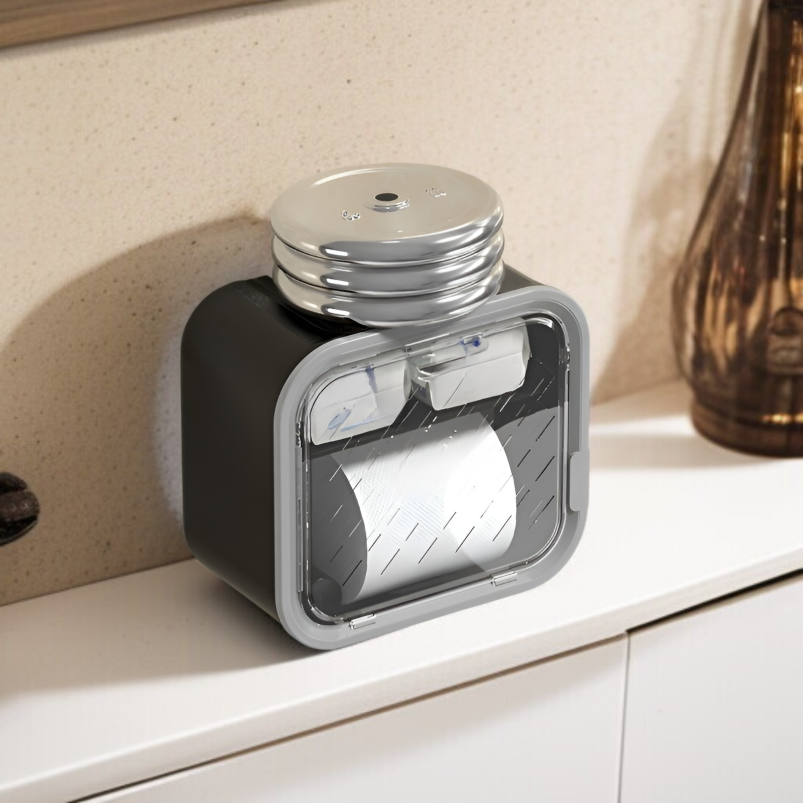 トイレットペーパーボックス、トイレットペーパーボックス、ティッシュホルダー、多機能収納ラック、ペーパーボックス、生理用ナプキン収納ボックス