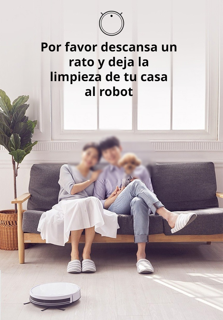 Robot trapeador inteligente limpiando el suelo