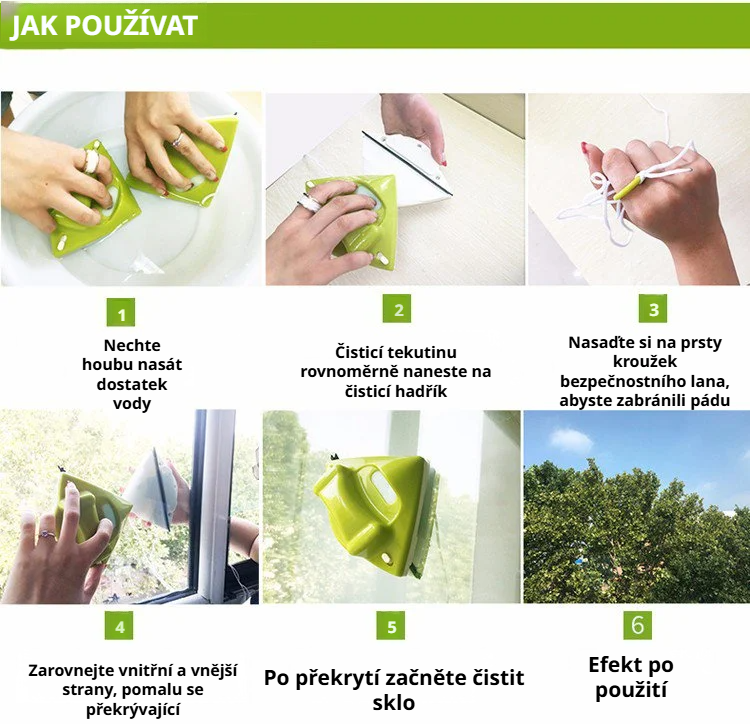 Bezpečné mytí oken s magnetickým čističem