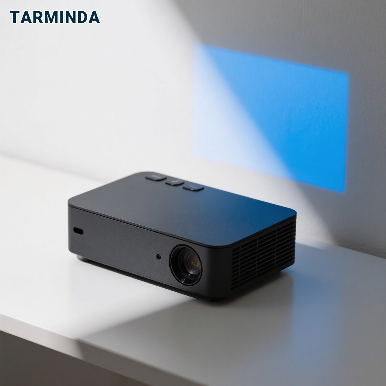 Proyector portátil de alta definición mostrando imágenes nítidas