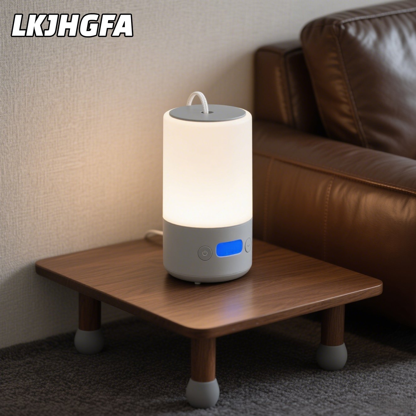 Detalle de luz cálida de lámpara de noche suave