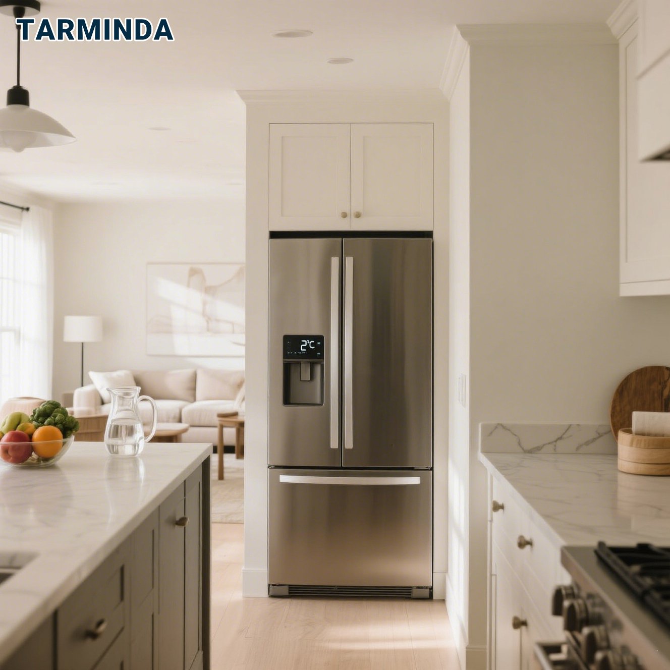 Frigorífico doble puerta en cocina moderna