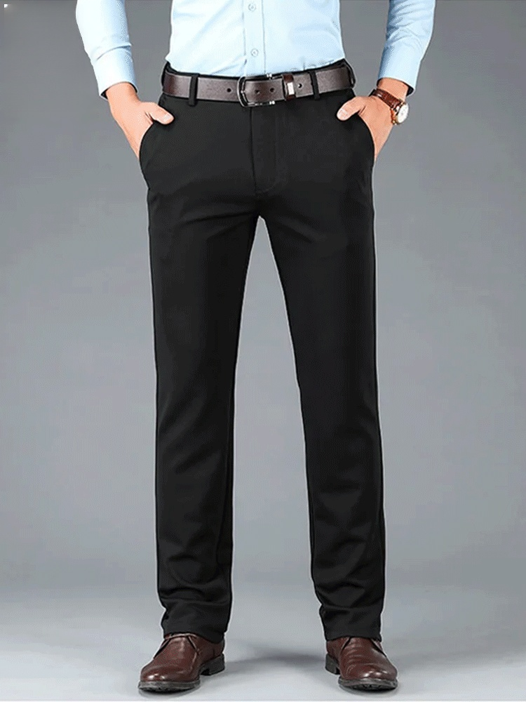 بنطال رسمي من حرير صناعي مقاوم للتجعد للرجال