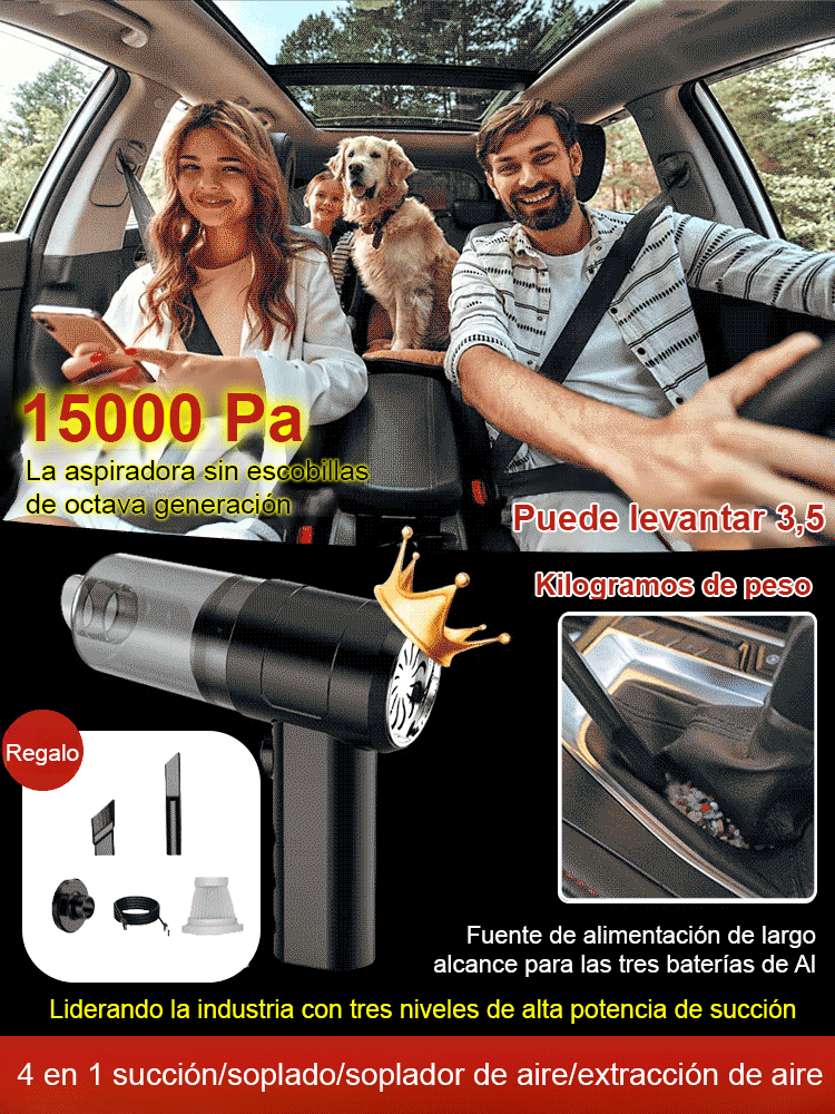 Aspiradora automática, apta tanto para coche como para casa, limpia fácilmente todo tipo de manchas.