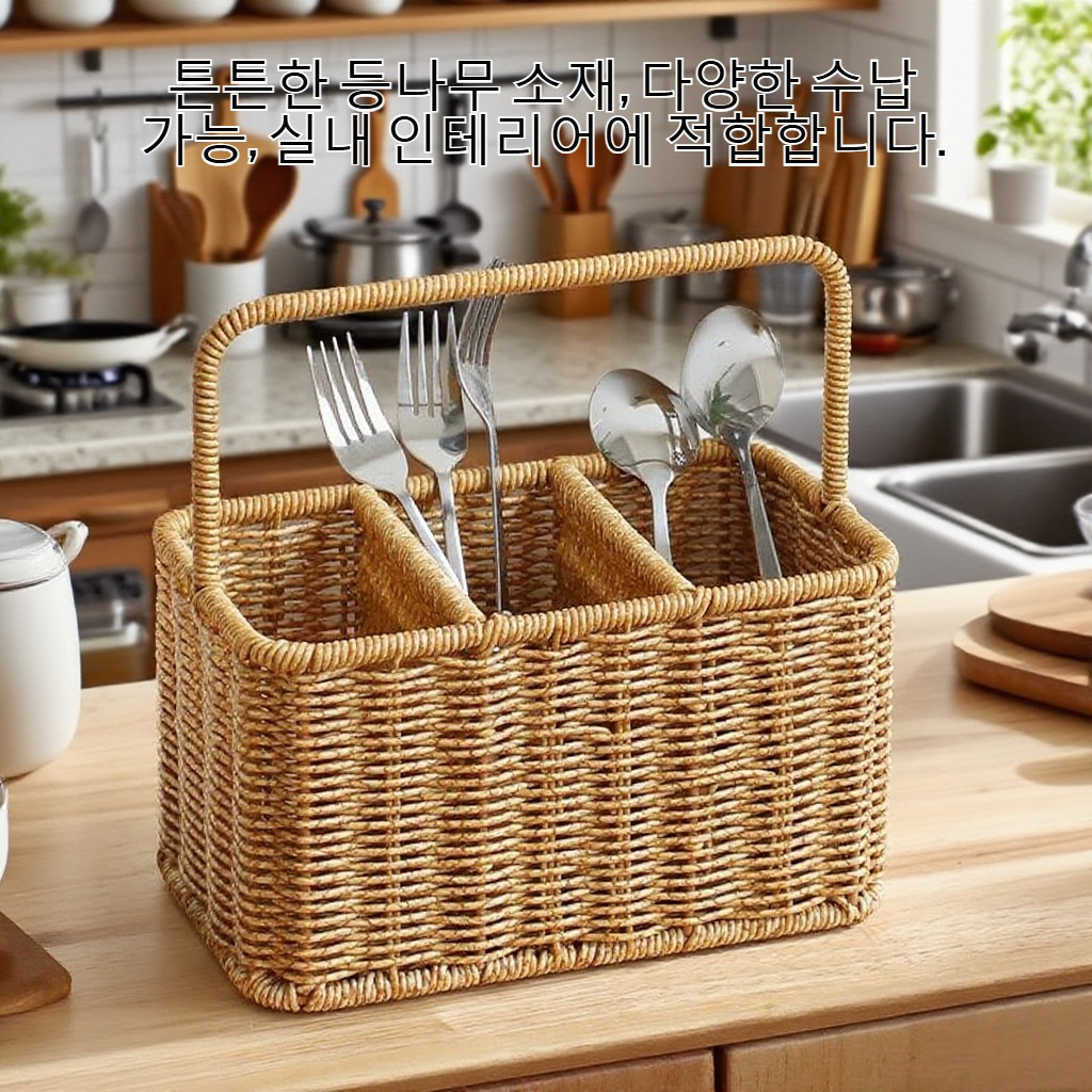 다기능 등나무 편제 격자 수납 정리 광주리