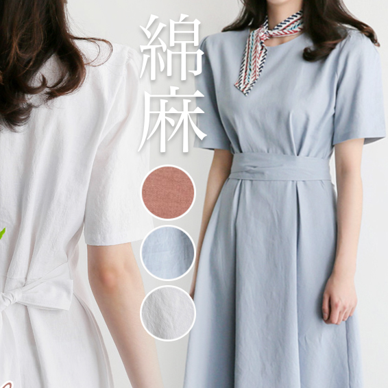 ワンピース 綿麻