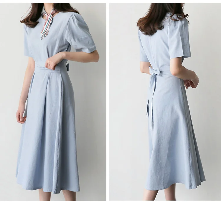 通気性の良い綿麻ワンピース生地アップ